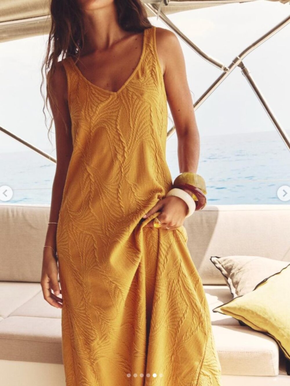 ZARA | Flowy Jacquard Dress in Mustard (size medium)